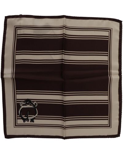 Dolce & Gabbana Brown Stripes Dg Logo Print Square Handkerchief Scarf - Black