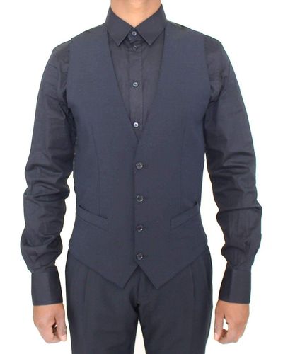 Dolce & Gabbana Elegant Wool Dress Vest - Blue