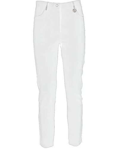 Yes-Zee Sleek Slim-fit Stitch Pants - White