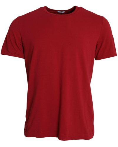 Dolce & Gabbana Logo Embroidery Cotton Crew Neck T-Shirt - Red