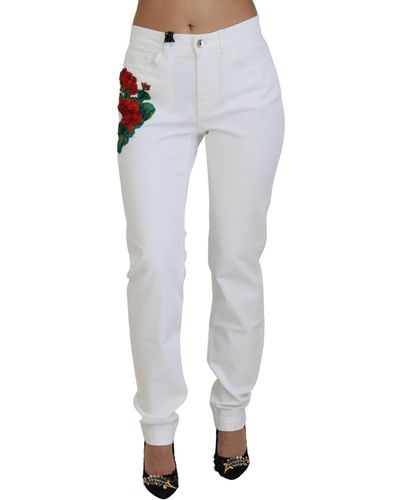 Dolce & Gabbana Elegant Mid Waist Skinny Jeans - White