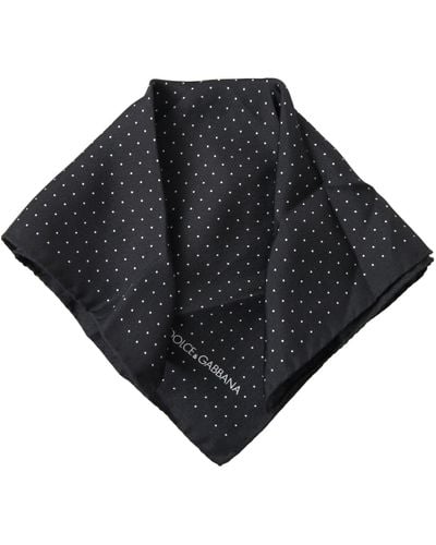 Dolce & Gabbana Black Polka Dots Silk Square Handkerchief Scarf