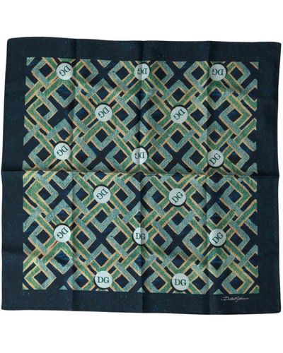 Dolce & Gabbana Multicolour Printed Square Handkerchief Scarf - Green