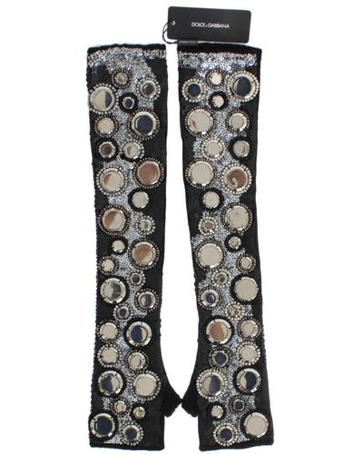 Dolce & Gabbana Sequin-Embellished Cashmere Fingerless Gloves - Black