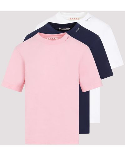 Marni Pink Blue And White Cotton T