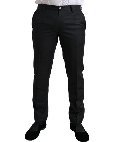 Dolce & Gabbana Black Slim Cotton Formal Dress Pants