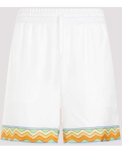 Casablancabrand White Afro Cubism Silk Shorts