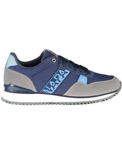 Napapijri Sleek Sporty Lace-Up Sneakers With Logo Detail - Blue