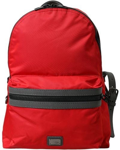 Dolce & Gabbana Nylon Leather Dg Logo School Backpack Bag - Red