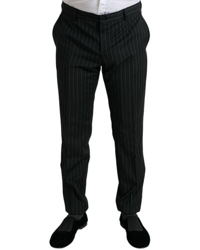 Dolce & Gabbana Black Striped Slim Fit Formal Trousers