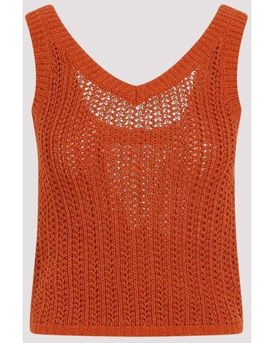 Max Mara Orange Arrigo Crochet Cotton Top