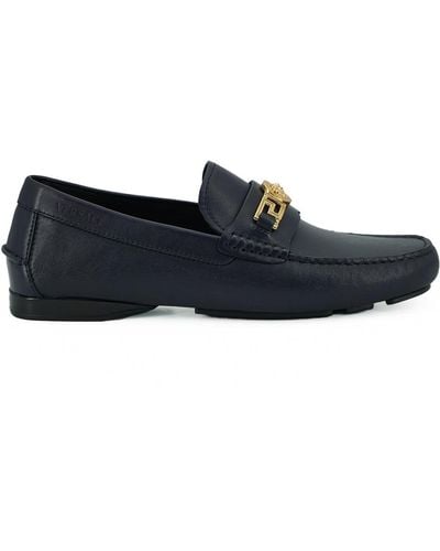 Versace Calf Leather Loafers Shoes - Black