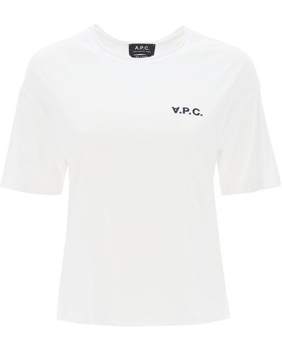 A.P.C. 'carol' Boxy T Shirt With Logo Print - White