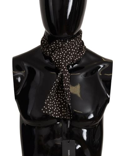 Dolce & Gabbana Brown Polka Dotscarf Neck Wrap Shawl Scarf - Black