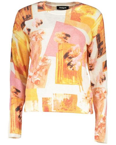 Desigual High Neck Contrast Detail Sweater - Pink