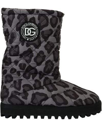 Dolce & Gabbana Elegant Leopard Mid Calf Boots - Black