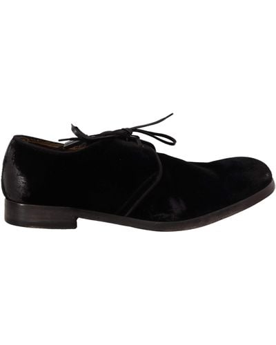 Dolce & Gabbana Elegant Velvet Derby Shoes - Black
