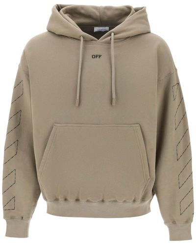 Off-White c/o Virgil Abloh Hoodie With Topstitched Motifs - S Khaki - Natural