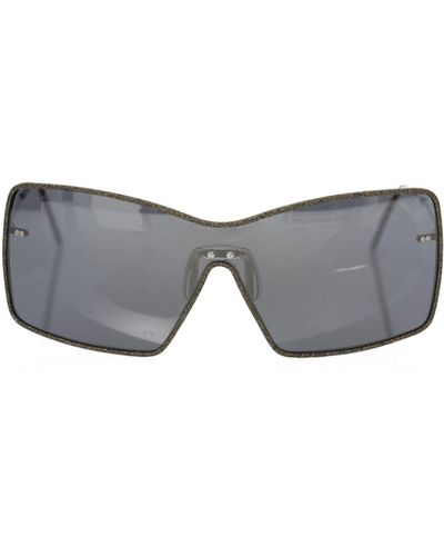 Frankie Morello Elegant Shield Sunglasses With Mirror Lens - Grey