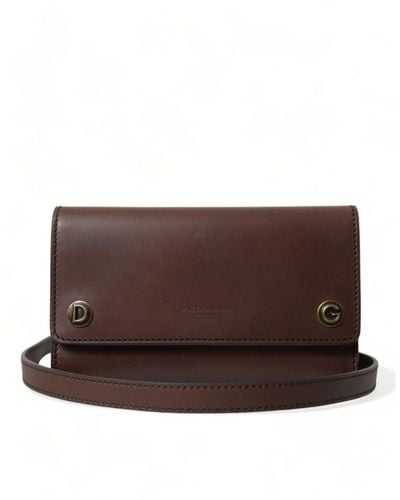 Dolce & Gabbana Chic Leather Shoulder Bag With Detailing - Brown