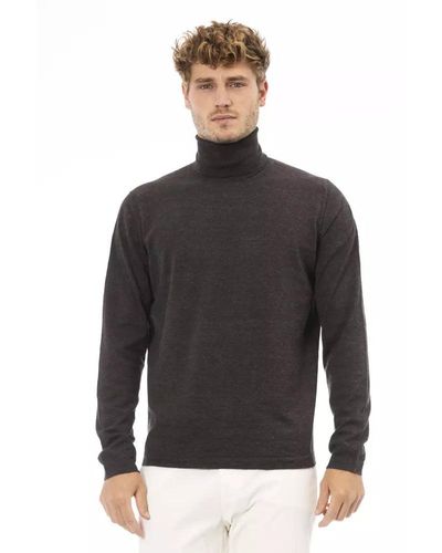 Alpha Studio Elegant Turtleneck Sweater In - Black