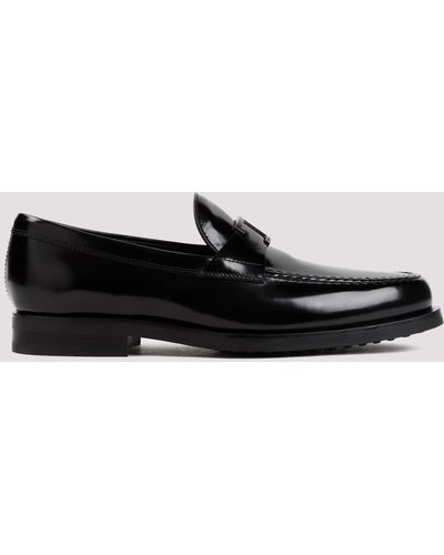 Tod's Black Brushed Leather Loafers