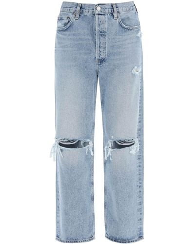 Agolde 90'S Destroyed Jeans With Distressed Details - Blue