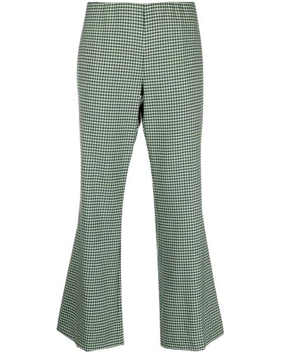 P.A.R.O.S.H. Houndstooth Flared Trousers - Green
