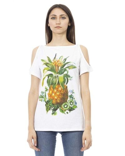Just Cavalli Chic Uncovered Shoulder Printed Tee - Green