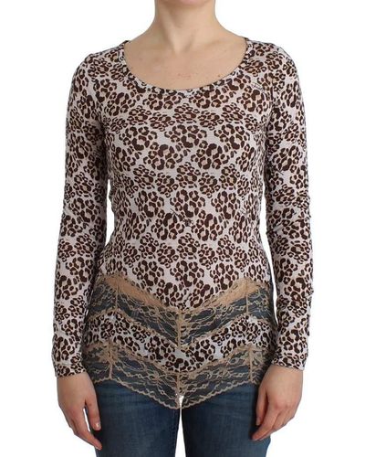 Cavalli Long Sleeve Lace Top - Brown