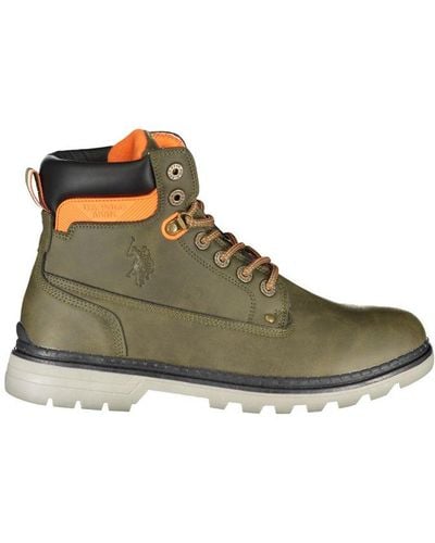 U.S. POLO ASSN. Elegant Lace-Up High Boots With Contrast Details - Green