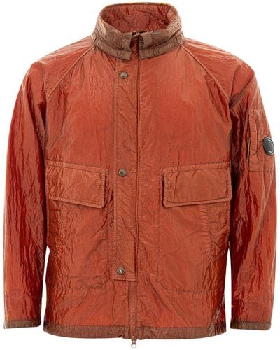 C.P. Company Rust Technical Wrinkle Parka Jacket - Orange