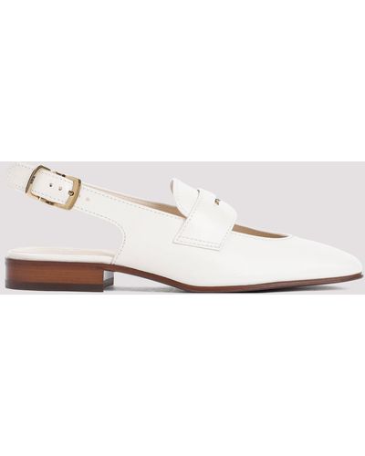 Tod's White Cut Out Penny Leather Loafers - Natural