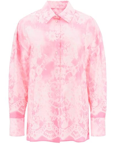 MSGM Oversized Shirt With All-over Print - Pink