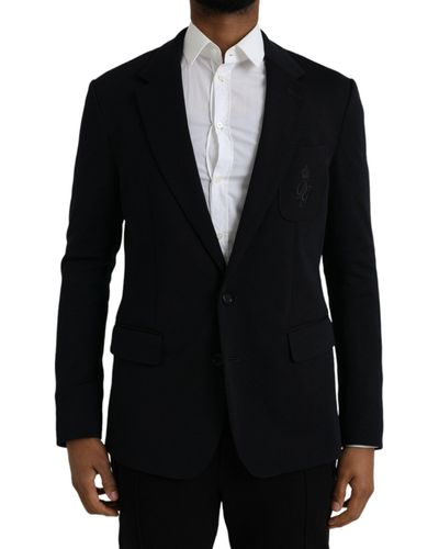 Dolce & Gabbana Wool Single Breasted Coat Blazer - Black