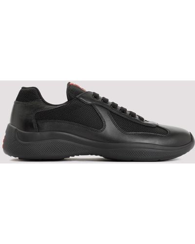 Prada Black Leather New Americas Cup Trainers