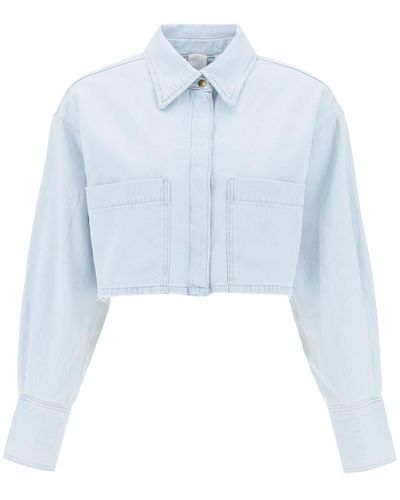 Pinko Pergusa Cropped Denim Shirt - Blue