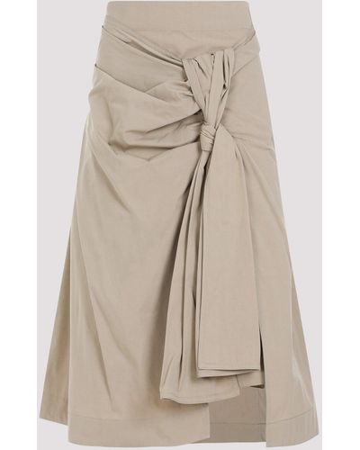 Bottega Veneta Sand Compact Knot Cotton Midi Skirt - Natural