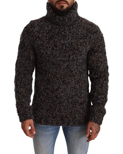 Dolce & Gabbana Elegant Speckled Turtleneck Wool-Blend Sweater - Black