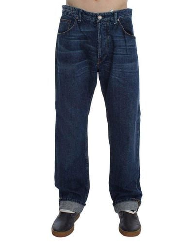 Acht Wash Cotton Baggy Loose Fit Jeans - Blue