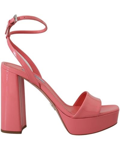 Prada Block Heels Platform Sandals - Pink