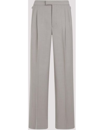 Ami Paris Light Taupe Large Fit Viscose Trousers - Grey