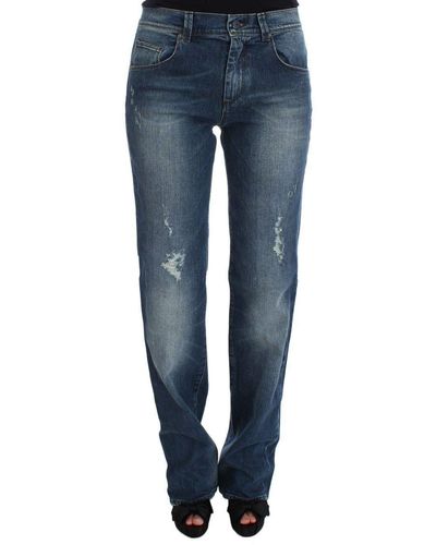Ermanno Scervino Wash Cotton Blend Slim Fit Jeans - Blue