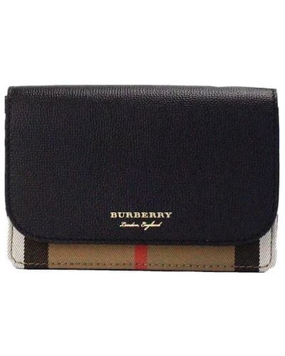 Burberry Hampshire Small House Check Canvas Derby Leather Crossbody Bag - Black