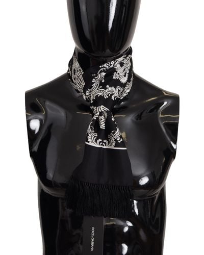 Dolce & Gabbana Regal Crown Silk Scarf - Black