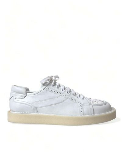 Dolce & Gabbana Leather Low Top Oxford Trainers Shoes - White