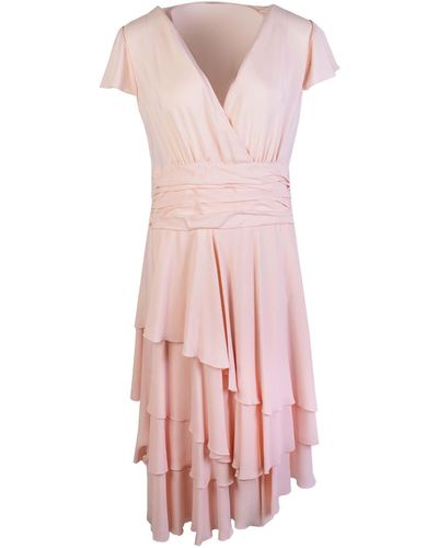 Lardini Pink Ruffled Short Sleeves Dress