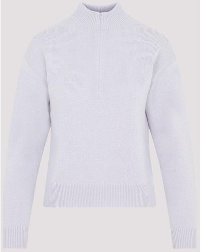 Theory Lilac Wool And Cashmere Half Zip Sweater - Purple