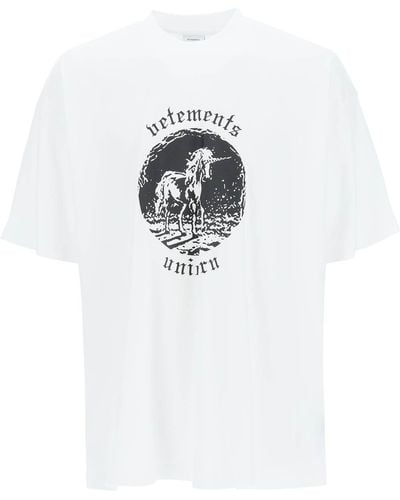 Vetements Double Unicorn Print T-shirt - White