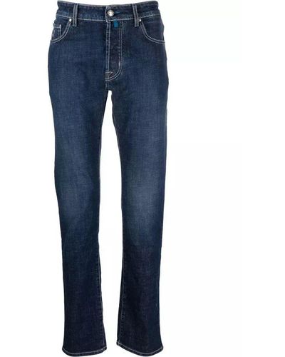 Jacob Cohen Exclusive Indigo Straight Leg Jeans With Bandana Detail - Blue